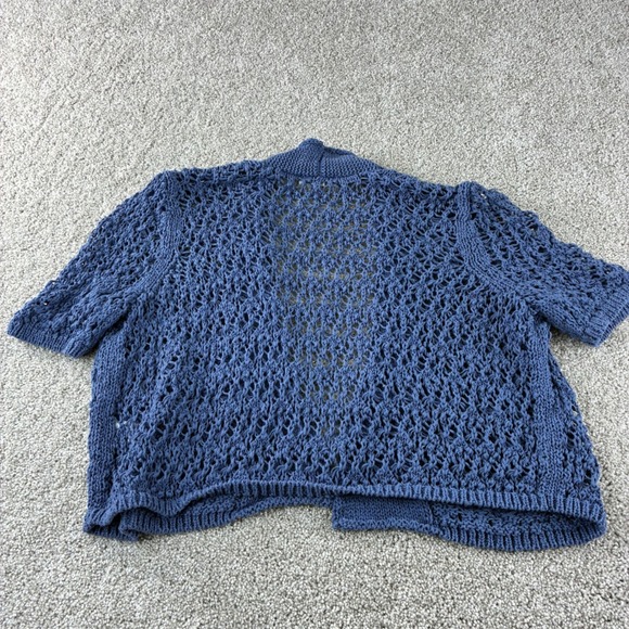 Coldwater Creek Womens Open Knit Cardigan Sweater Blue‎ Short Sleeve Size M - Picture 6 of 10
